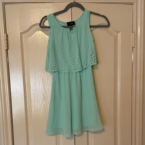Easter-Ready Mint Layered Laser-Cut Party Dress